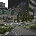 Urban Architectural Model Featuring Modern Skyscrapers Diverse Building Designs And Central Green Space