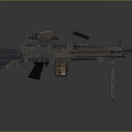 Tactical Machine Gun With Telescopic Sight Tripod Stand And Camouflage Magazine