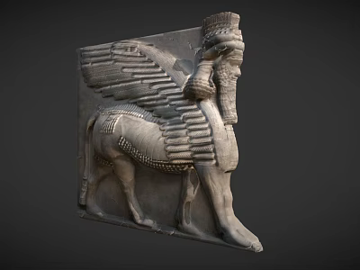 Winged Mythical Game and Movie Character With Lion Body Human Head and Feathered Details 3d model