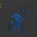 Fantasy Winged Magical Creature Character With Detailed Armor And Glowing Blue Gem Weapon
