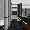 Modern Bathroom Interior Design With Marble Walls Double Vanity And Bathtub