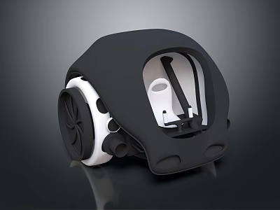 Black Concept Car With Modern Design And White Wheels Transparent Cabin 3d model
