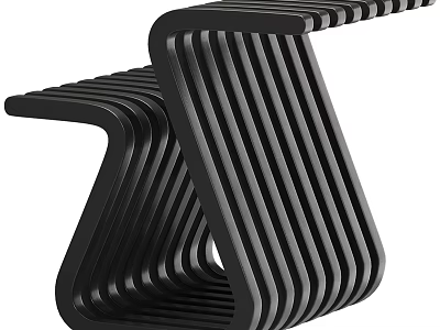Sleek Modern Black Side Table With Striped Curved Structure And Minimalist Design 3d model