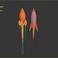 Two Rocket Designs Featuring Orange And White Bodies With Red Details On Gray Background