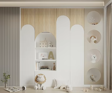 Cream Style Children's Decorative Cabinet Storage Cabinet Children's Products Ornaments 3d model