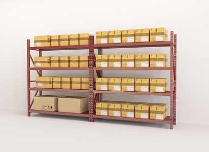 shelf iron rack shelf carton cardboard 3d model