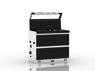 Sleek Modern Black And Silver Kitchen Appliance With Stove Top And Storage Cabinets 3d model