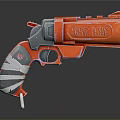 Red and Gray Cobra Flare Revolver Weapon With White and Red Striped Grip