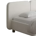 Modern White Upholstered Bed Frame With Soft Pillows And Linen Sheets 3d model