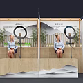 Elegant Modern Public Office Space With Live Streaming Counter Green Plants And Wooden Design