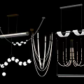 Pendant lamp linear pendant lamp strip pendant lamp multi-head pendant lamp pendant lamp combination 3d model