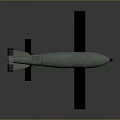 Green Military Aerial Bomb With Tail Fins Metallic Wing Structure And Nose Cone