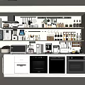 Organized Modern Kitchen Featuring Shelves Ovens Kitchen Appliances And Storage Jars