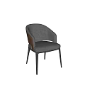 Elegant Modern Upholstered Single Chair With Contrast Armrest And Wooden Legs