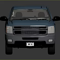 Blue Chevrolet Four Door Pickup Truck With Cargo Bed And Reflective Surface