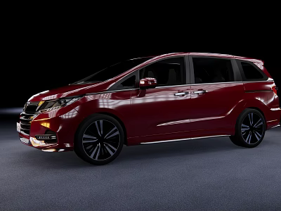 Red Honda Minivan Exterior Design With Shiny Body And Black Wheels 3d model
