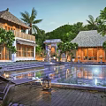 Luxury Boutique Villa Featuring Thatched Roof Swimming Pool And Tropical Garden View