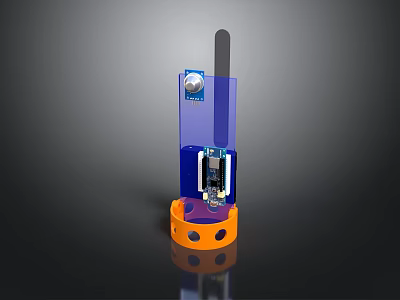 Electronic Device With Blue Casing Orange Base And Internal Components 3d model