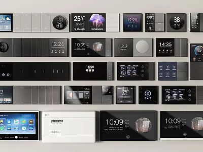 Smart Switch Panels With Digital Displays Time Temperature And Modern Designs 3d model