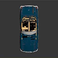 Blue Vintage Convertible Car With Open Top And Yellow Seats Classic Design And Shiny Wheels