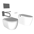 Smart Toilets With Modern Design Grab Bar And Control Panel Features 3d model