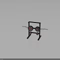 Black Weight Rack With Barbell And Red Black Weight Plates Storage