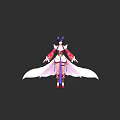 Fantasy Game Character With Fox Ears White Flowing Robe And Red Accents