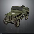 Vintage Green Military Jeep Featuring White Star Emblem Open Top And Classic Off Road Tires