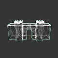 Ornate Ancient Style Archway With Blue Brick Decor And Symmetrical Towers