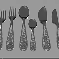 Elegant Silverware Set With Intricate Floral Carved Handles And Mirror Finish