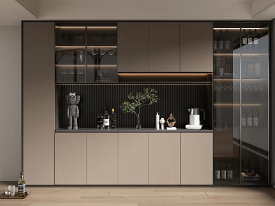 Modern Wine Cabinet Design With Glass Doors Interior Lighting And Wine Bottle Storage 3d model