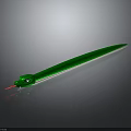 Green Snake Like Creature With Red Laser Feature On Dark Reflective Surface 3d model