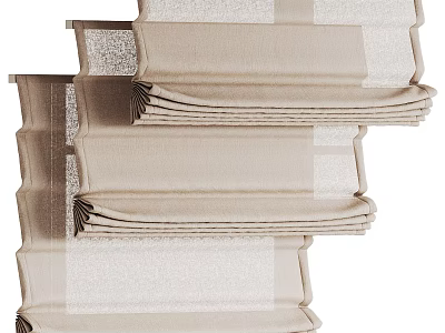 Elegant Beige Roman Blinds with Folded Design and Light Filtering Textured Fabric 3d model