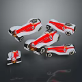 Red And White Styled Toy Race Car Models In Multiple Designs Collection 3d model