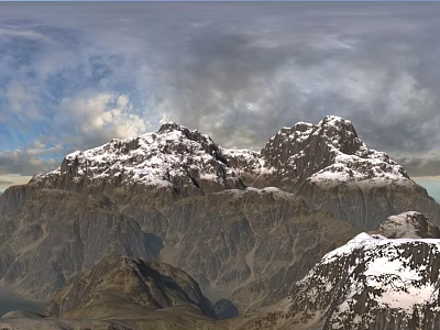 Scenic Mountain Landscape Featuring Snow Capped Peaks Rocky Slopes And Dramatic Sky 3d model