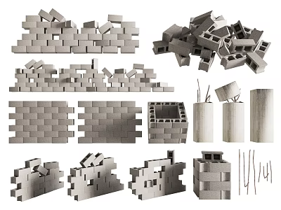 Essential Building Components For Construction Including Hollow Blocks Solid Bricks And Masonry Units 3d model