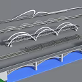 Landscape Bridge With Multiple Arched Structures Modern Designs Over River And Green Surroundings 3d model