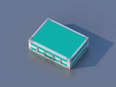 Practical Storage Box With Green Lid Silver Frame And Handle For Daily Essentials 3d model
