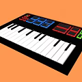 Colorful Electronic Keyboard With Red Blue Green Black Buttons White Black Keys On Orange Background