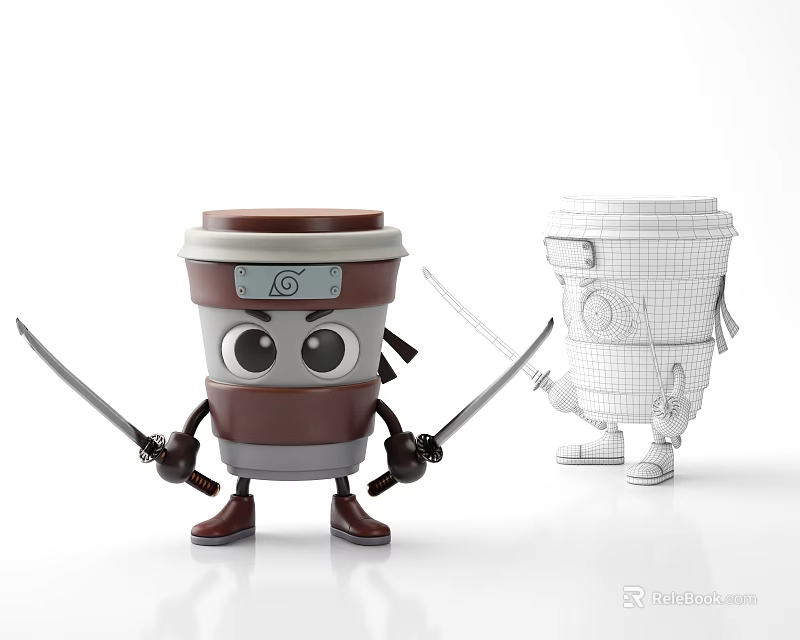 Game Movie Character Coffee Cup With Swords 3D Cartoon Design Model 3d model 