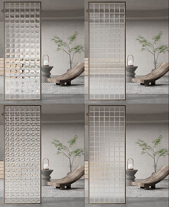 Modern partition glass brick screen partition 3d model