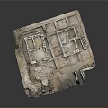 Ancient Architectural Ruins Model With Stone Wall Remains And Square Layout 3d model