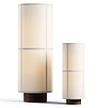 Modern Floor Lamps With Beige Fabric Shades Gray Grid Lines And Tall And Short Designs