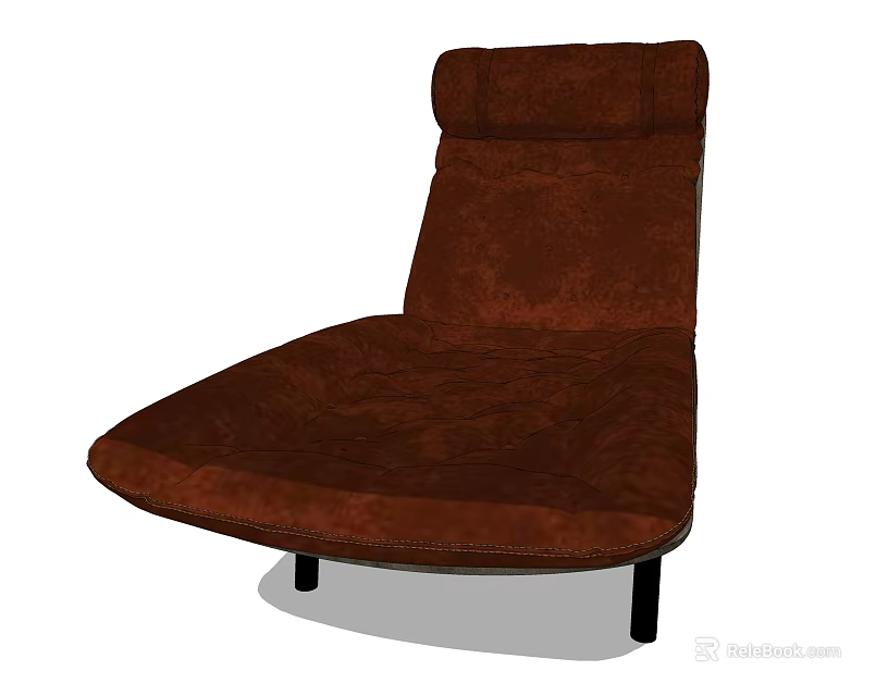 Modern Brown Velvet Upholstered Lounge Chair With High Backrest And Black Legs 3d model 