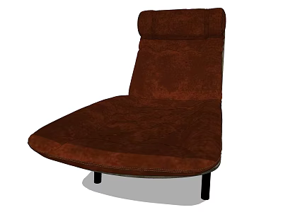 Modern Brown Velvet Upholstered Lounge Chair With High Backrest And Black Legs 3d model