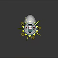 Futuristic Mechanical Device With Yellow Legs Cylindrical Parts And Transparent Spiral Sphere