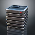Stacked Industrial Metal Storage Boxes With Shiny Surface And Brand Logo