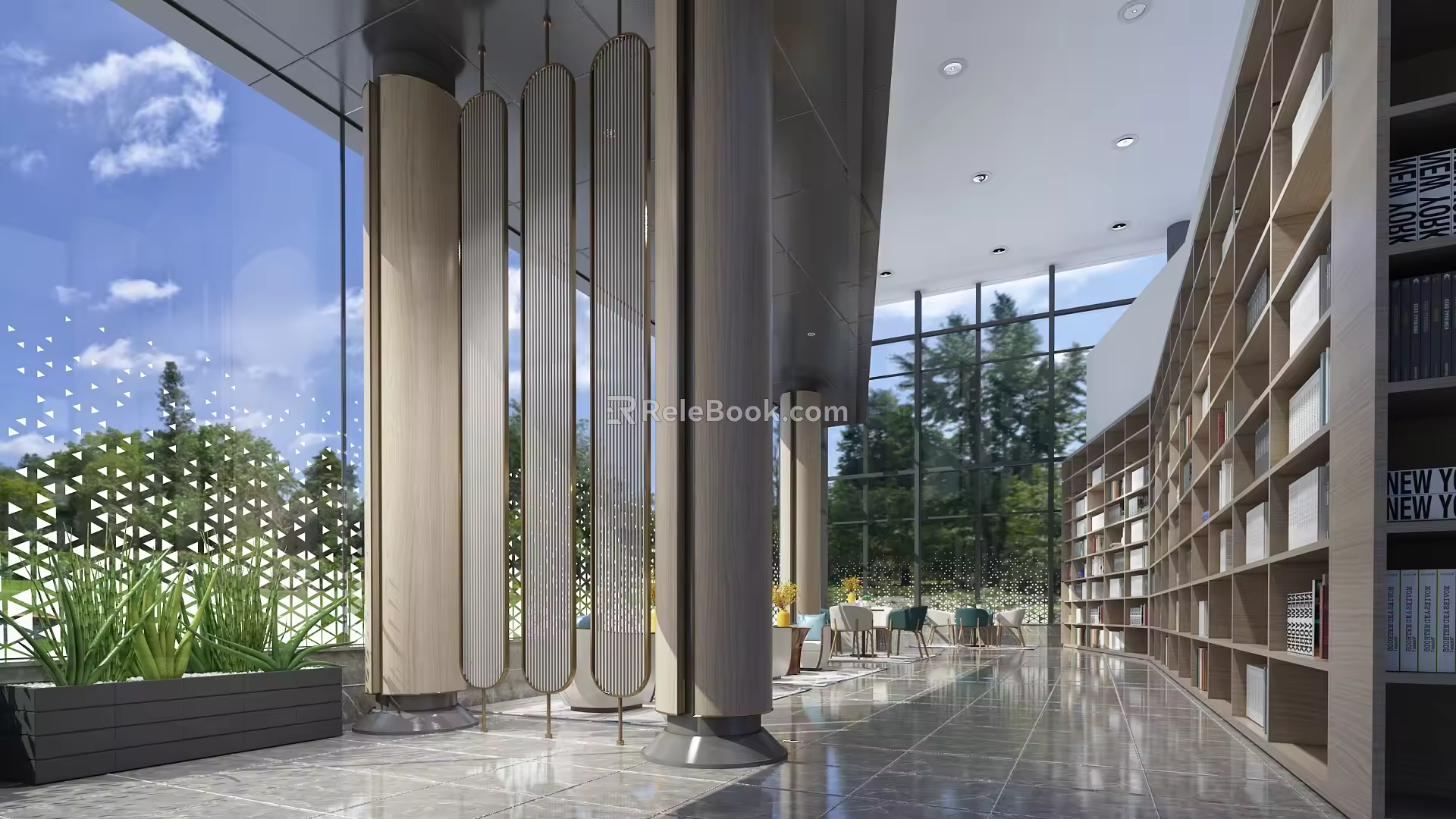 Public rest area Leisure area Reading area Book reading area 3d model