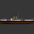 3D Model Of Warship With Chimneys And Mast