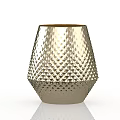 Decorative Golden Vase With Diamond Pattern Surface And Shiny Finish 3d model